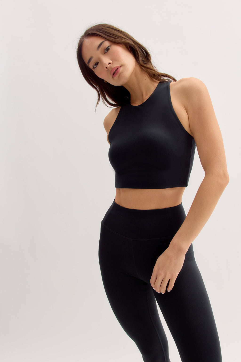 Soutien-gorge long noir à col montant