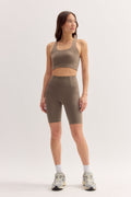 Short cycliste taille haute, coloris pierre