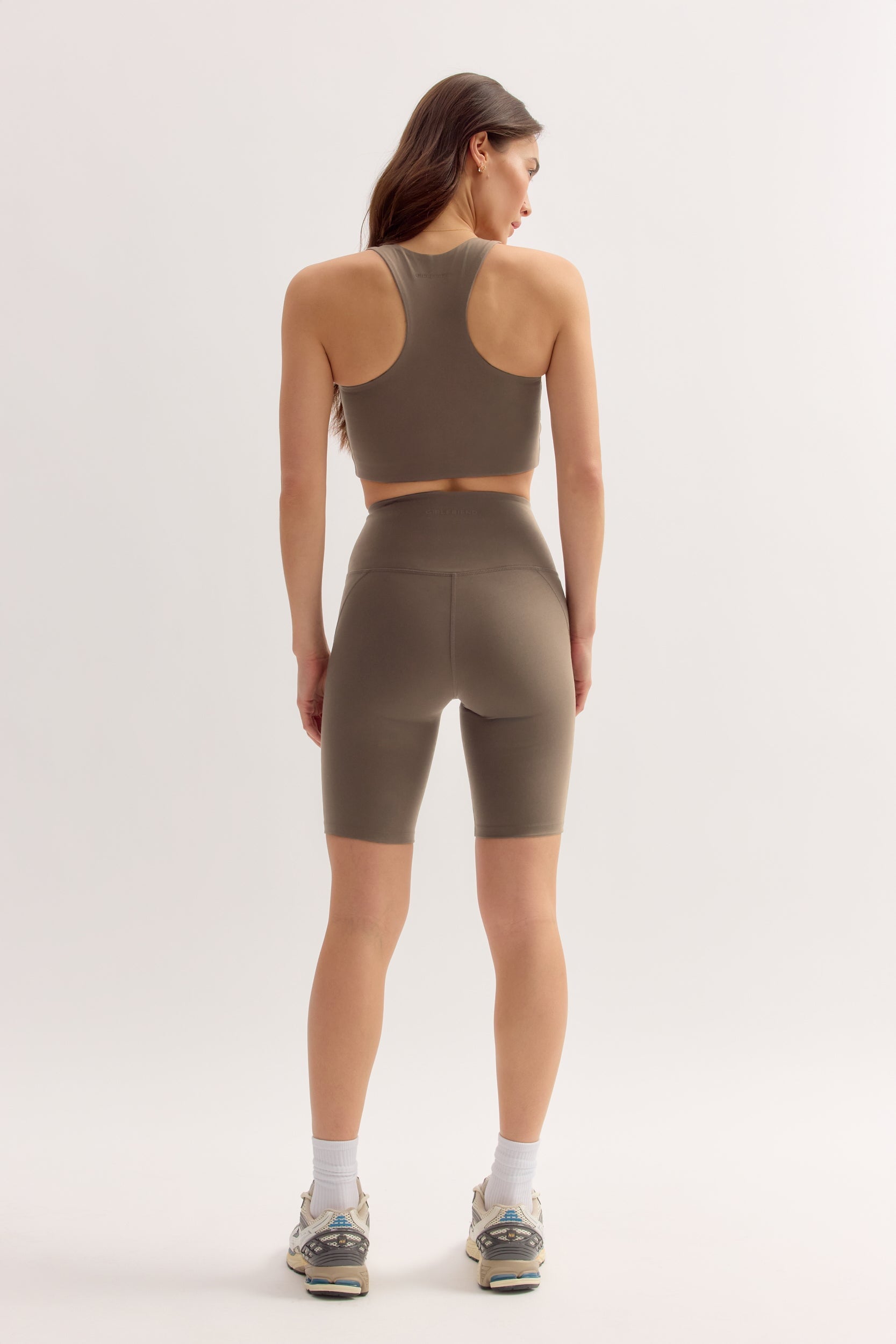Short cycliste taille haute, coloris pierre