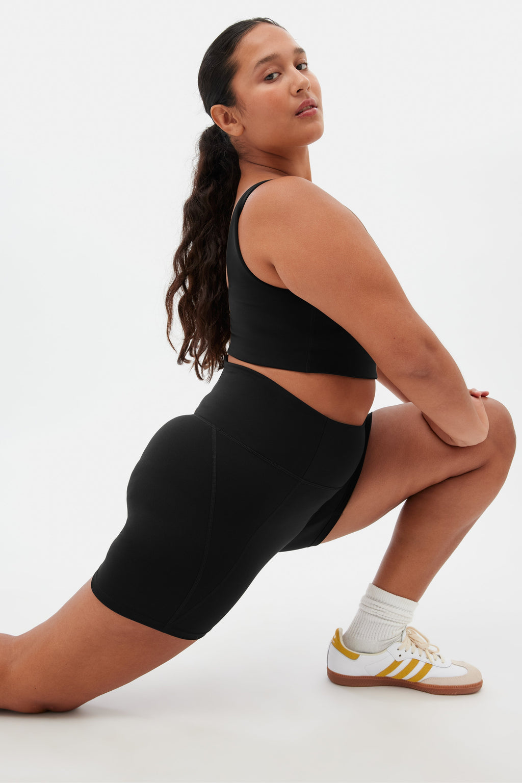 Short de course taille haute noir