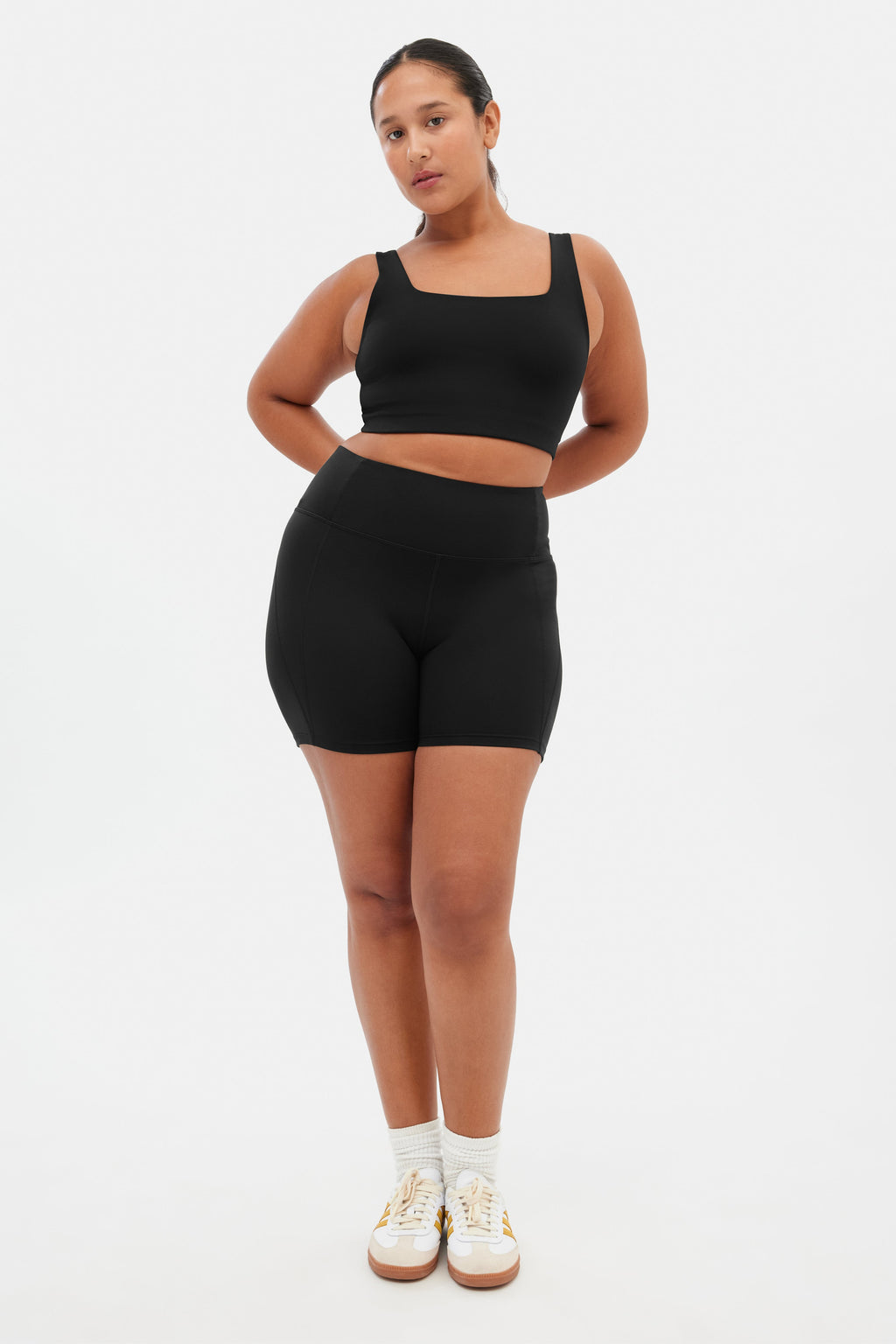 Short de course taille haute noir